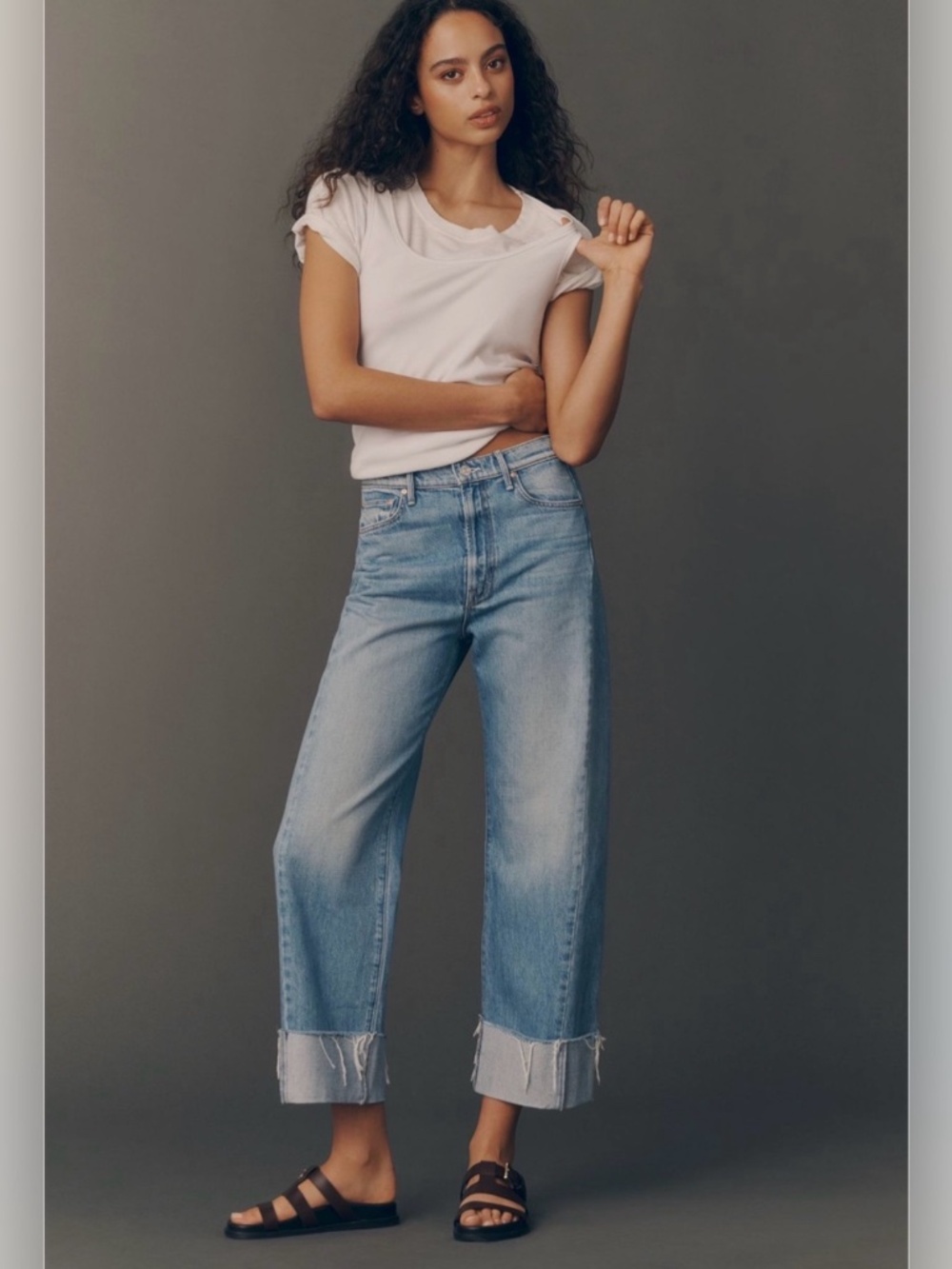 MOTHER The Half-Pipe Ankle Cuff Fray Jeans Last Bite - Picture 1 of 11